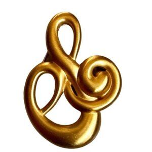 Vintage Signed Anne Klein Matte Gold Tone Brooch